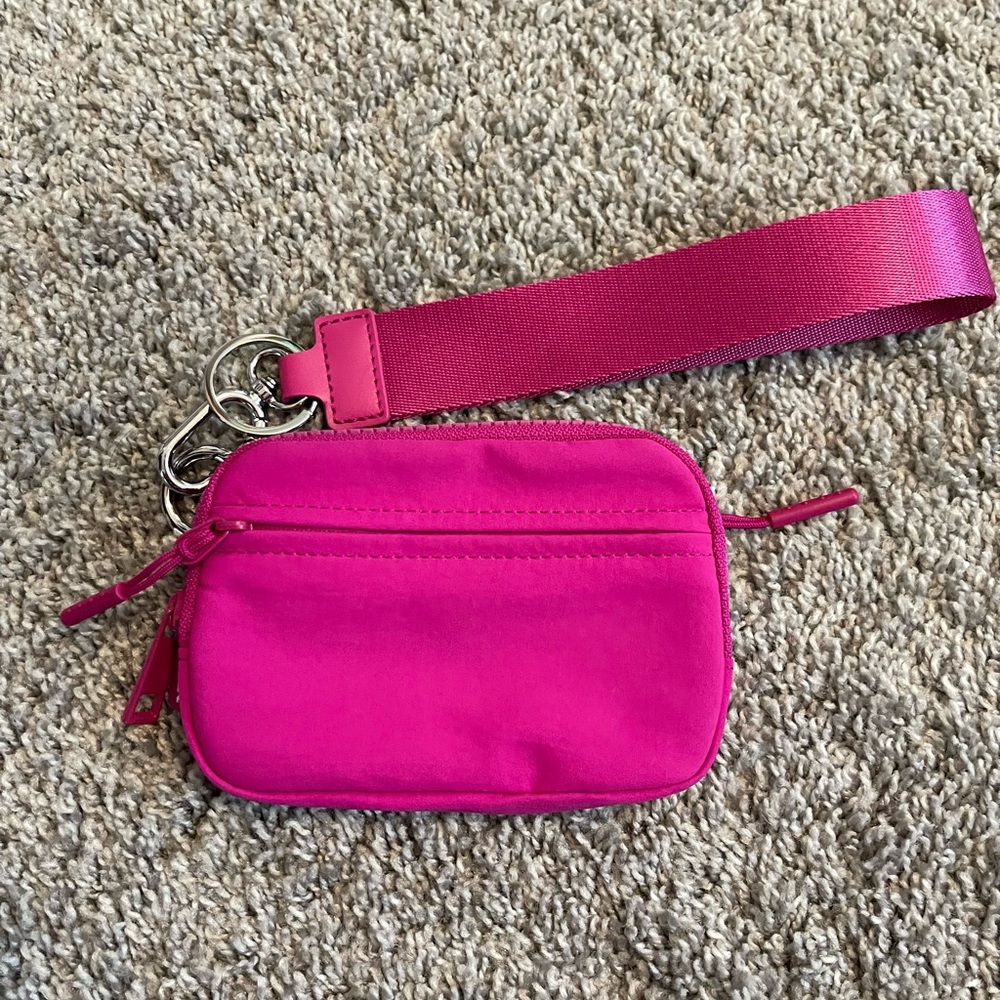 Iris & Rainbow Vibrant Pink Wristlet Pouch